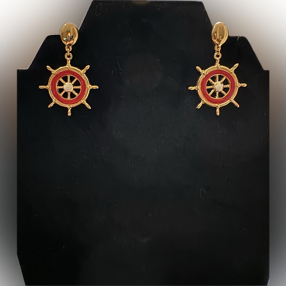 Nautical steering wheel earrings
